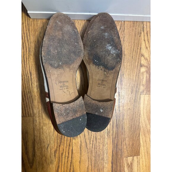 Vintage Johnston Murphy Spectator Cap Toe Brogue Oxford Shoes Size 11D Leather & - Picture 10 of 11